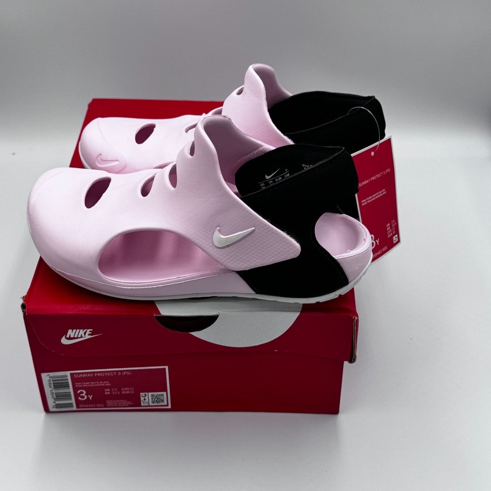 Nike unisex-child Sunray Protect 3 sandal, Pink Foam/White-black 3 Little Kid
